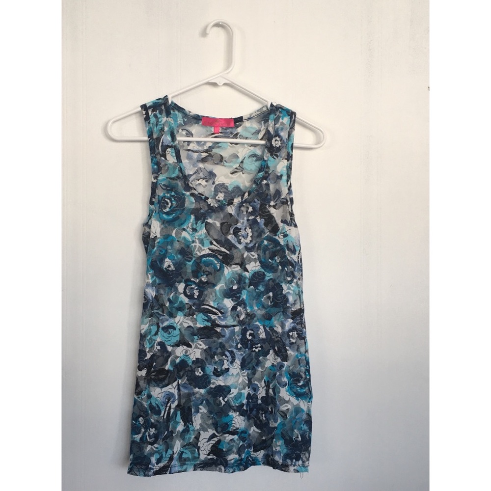 Floral Mesh Scoop Neck Tank